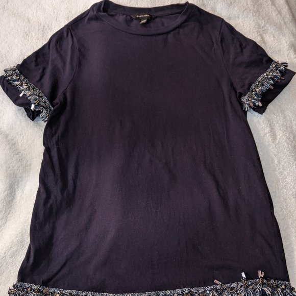 Banana Republic Fringed T-Shirt (Navy) - Picture 1 of 4